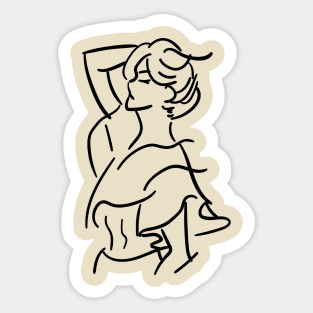 Minimalist line art woman Sticker